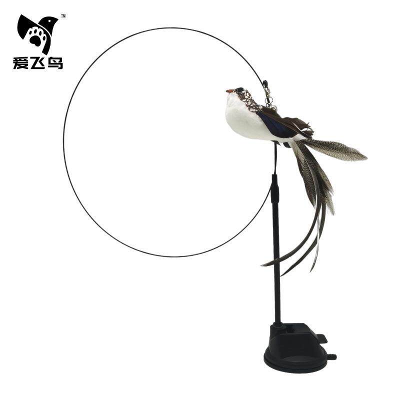 仿真小鸟吸盘逗猫棒！解放双手 升级款滴胶吸盘钢丝长杆羽毛逗猫