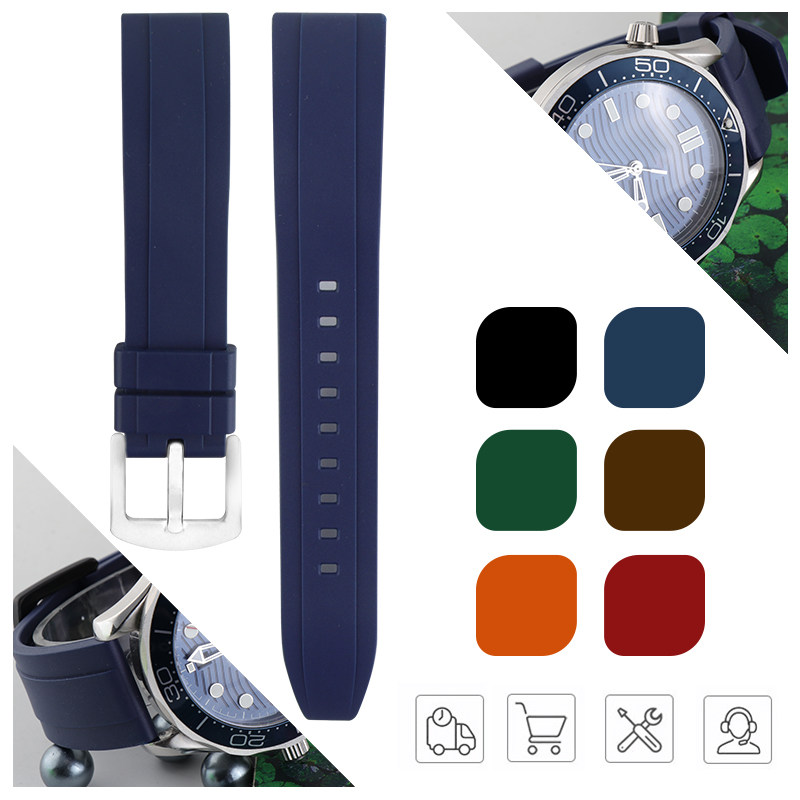 硅胶橡胶表带代用劳力士水鬼欧米茄海马300万国马克飞行员男20mm
