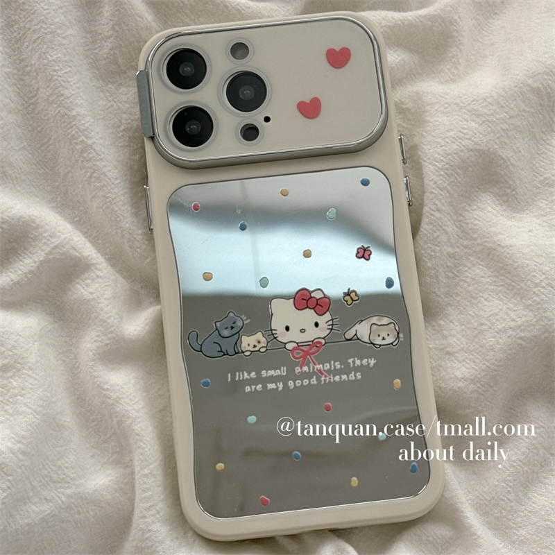 适用苹果手机壳ins镜面波点kitty