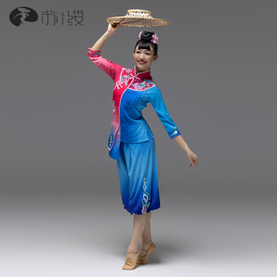 苏缕定制古典擂鼓声声迎归帆演出服斗笠民间丰收渔民秧歌舞蹈服装