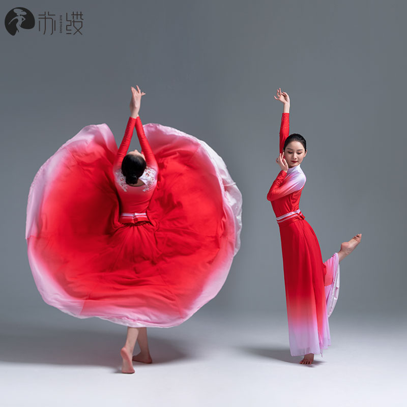 盛开央视开场歌伴舞修身大摆裙当代舞蹈灯火里的中国祖国颂演出服
