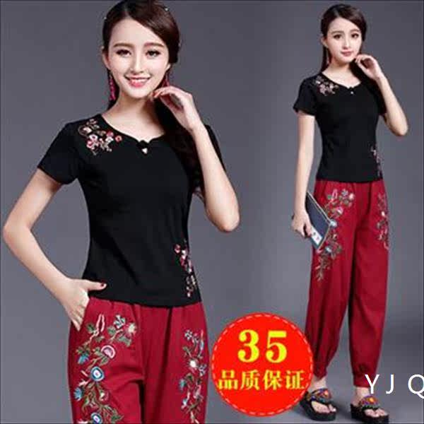 民族风夏季短袖t恤女 盘扣修身大码夏装中国风刺绣花上衣棉打底在类目 女装/女士精品, T恤中 - 来自Buy2taobao.com提供专业的淘宝代购服务