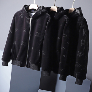金貂绒!时尚/保暖/时髦!男士短款大衣连帽冬季潮流帅气男外套