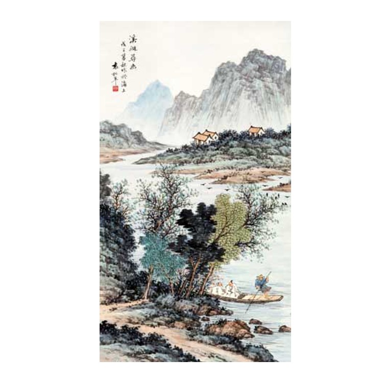 仿古画名画复制品黄君璧溪山访友图中国画复制微喷画心山水画挂画