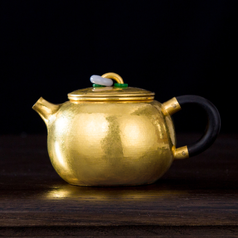 成易纯黄金9999泡茶壶手工金壶功夫茶壶纯金提梁壶茶道高档茶具