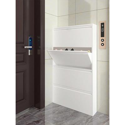 超薄鞋柜家用门口大容量12cm极窄玄关柜楼道入户门后钢制翻斗鞋柜