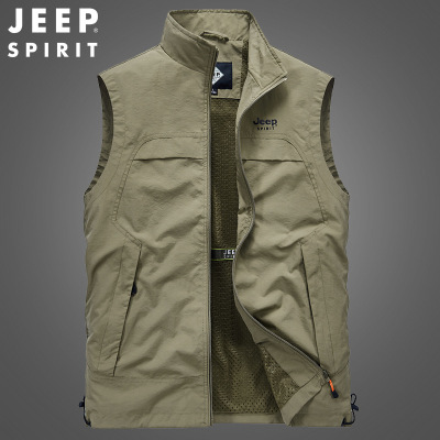 JEEP吉普官方中年款男装正品马甲男坎肩休闲宽松大码马夹外套美式
