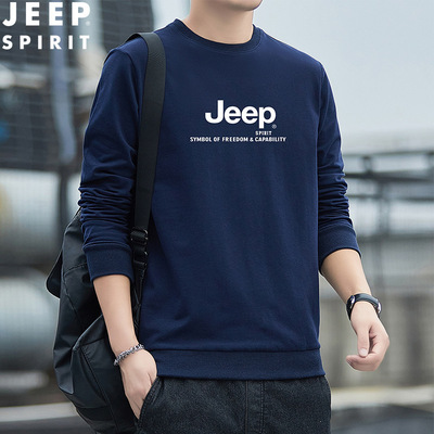JEEP吉普官方中年款男装正品卫衣男新款休闲圆领长袖宽松男衫中年