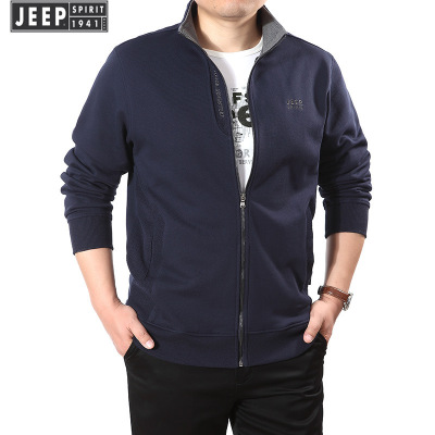 JEEP吉普官方中年款男装正品夹克中年立领开衫上衣夹克卫衣男外套