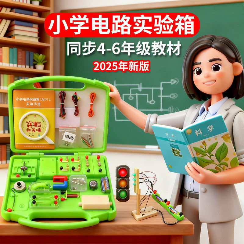 电路实验器材小学四年级下册科学电学实验箱六年级材料套装物理电磁铁实验盒串联并联简单点亮灯泡暗盒小学生