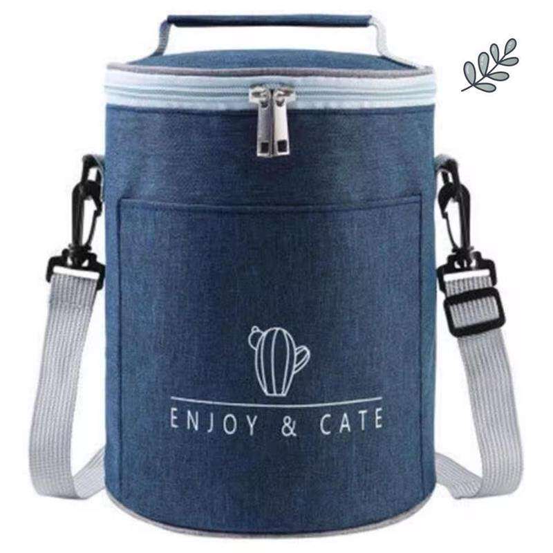 保温桶手提袋铝箔加厚饭盒袋手提包圆形上班族布袋子保温带饭便当