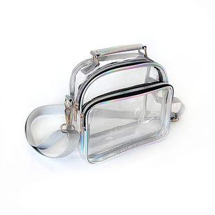 新款单肩斜挎包简约大容量个性痛包透明PVC娃包女包手提果冻小包