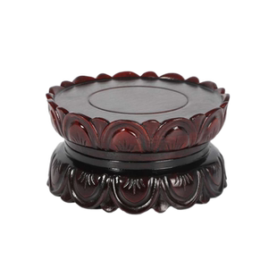 家用观音菩萨莲花底座实木圆形加高供奉神像坐台工艺品摆件木托架