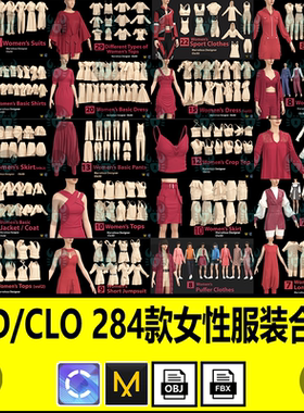 MD女性夹克连衣裙子卫衣裤子外套吊带胸衣板片zprj工程clo3d模型
