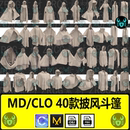 巫师斗篷法师服饰打板源文件clo3d素材 男女披风连帽衫 MD服装 模型