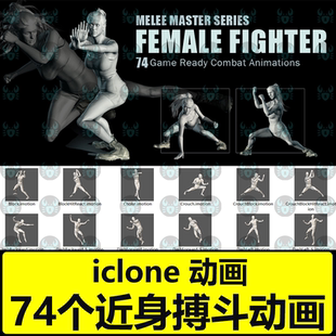 iclone高质量搏斗近身打斗动画侧踢冲刺跑Fighter Animation Pack