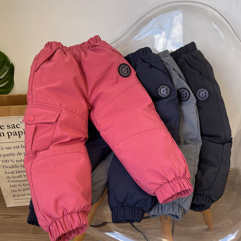 儿童羽绒裤男女童小孩男童3岁半4周岁5到6加厚棉裤7冬天保暖裤子8