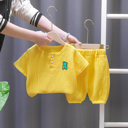 纯棉婴幼儿套装分体透气短袖