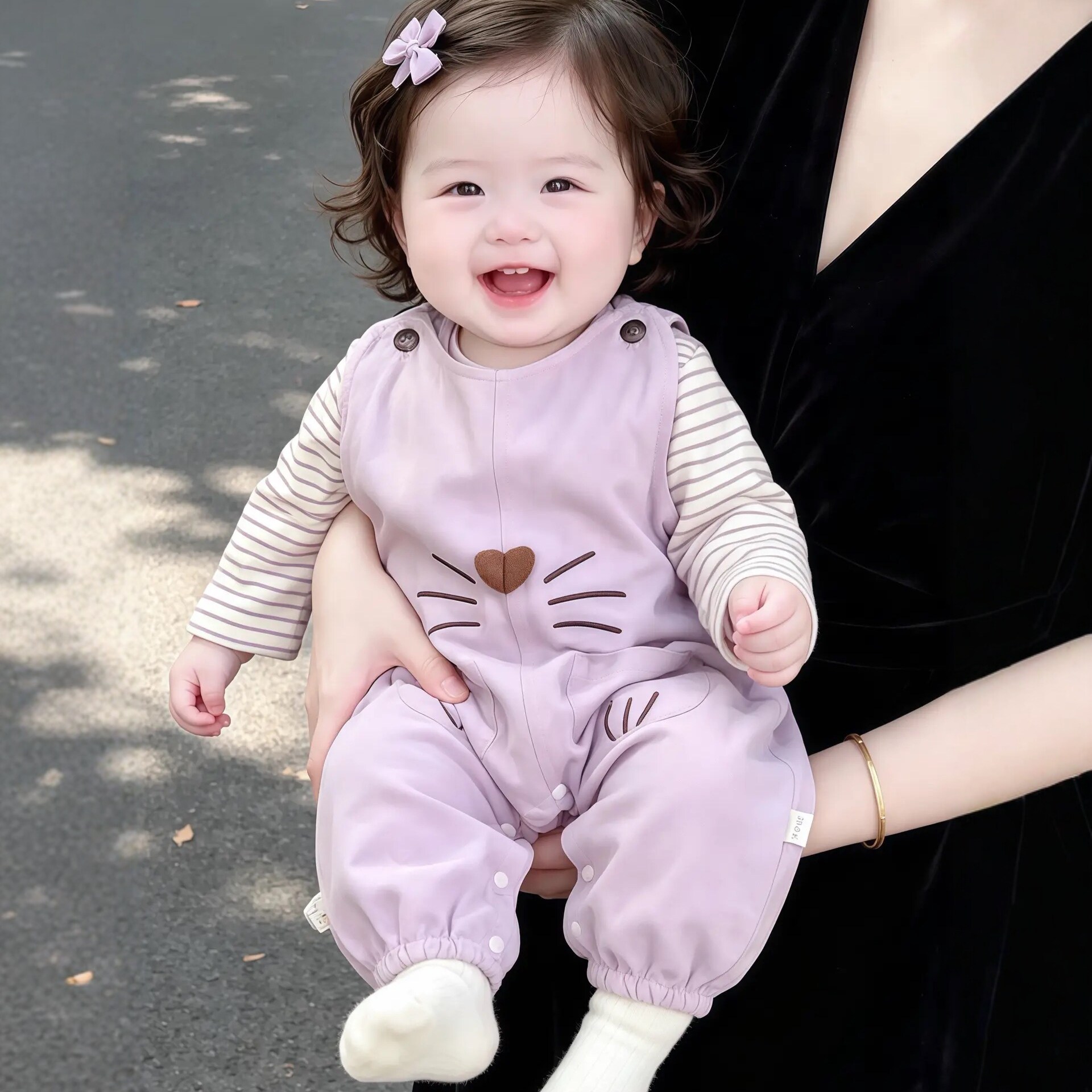 女宝长袖+背带裤新款春秋两件套图片