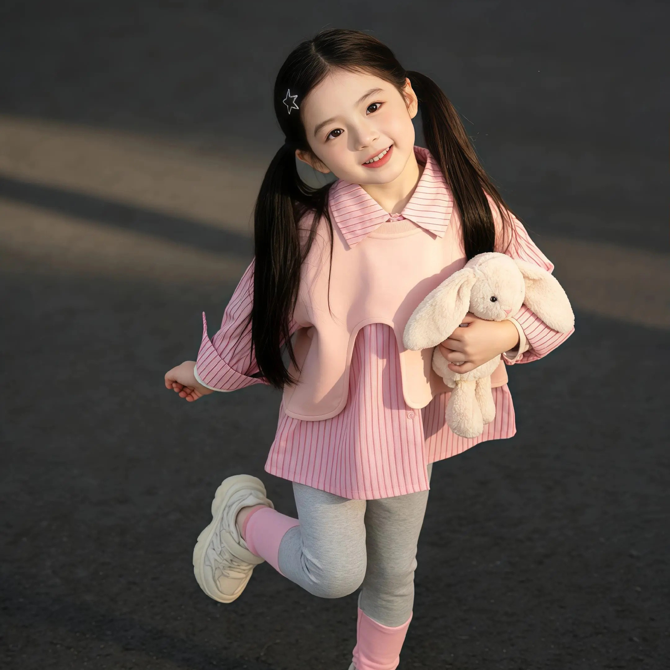 洋气女宝宝长袖童装春季秋装夏7一周岁衣服2两3三岁半4分体5套装6