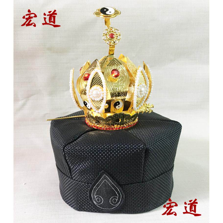 特价道八卦帽道士冠混元巾正一高功编制网六角帽火焰如意太极莲花