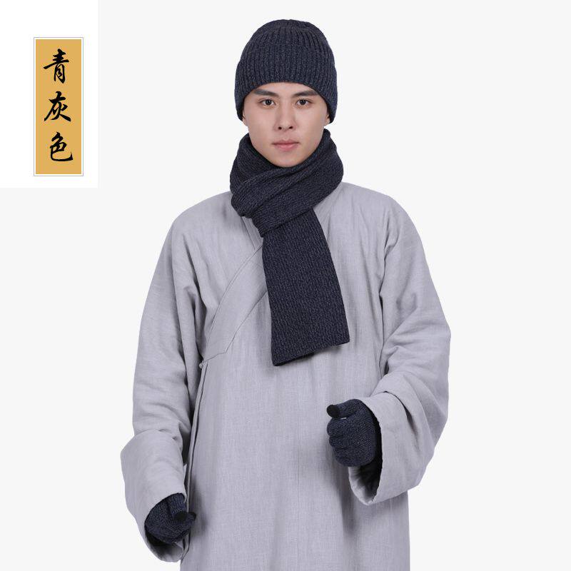 特价僧帽冬季僧人帽子围巾手套加绒三件套和尚尼姑寺院师傅出家人