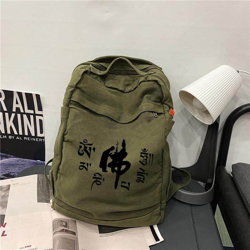 特卖佛包六字真言居士包僧包莲花上香软包中等大小轻便双肩包帆布