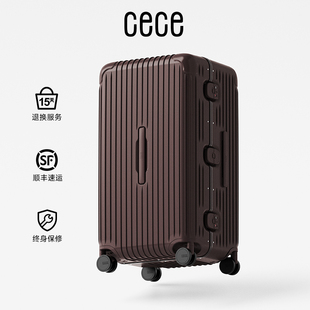 cece2026新款铝框大容量行李箱加厚结实婚嫁陪嫁酒红色结婚拉杆箱