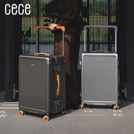 cece商务铝框行李箱女加厚结实20寸男万向轮旅行箱皮箱大容量纯PC