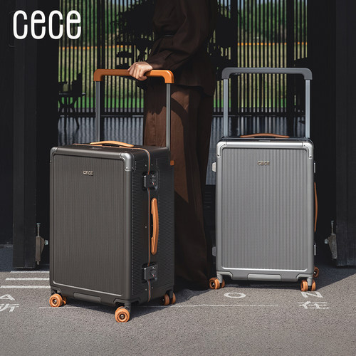 cece商务铝框行李箱女加厚结实20寸男万向轮旅行箱皮箱大容量纯PC