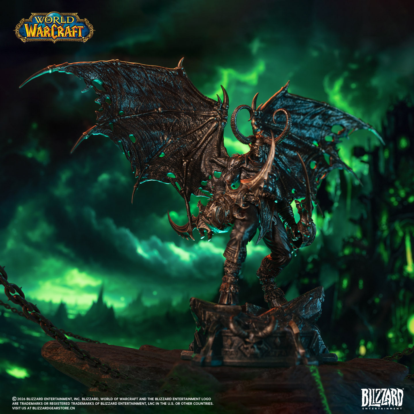 Blizzard暴雪官方正版游戏周边魔兽世界伊利丹•怒风铜色典藏雕像