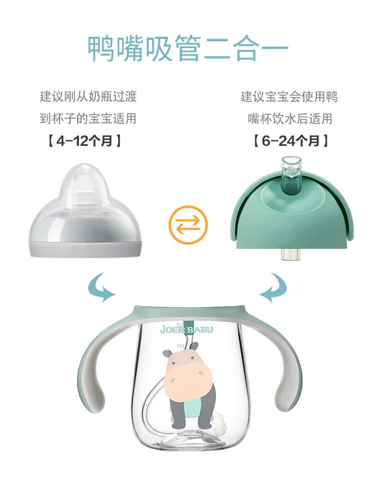 宝宝水杯婴儿吸管杯学饮杯防呛防漏带手柄刻度儿童喝水杯鸭嘴杯满331.80元可用1元优惠券
