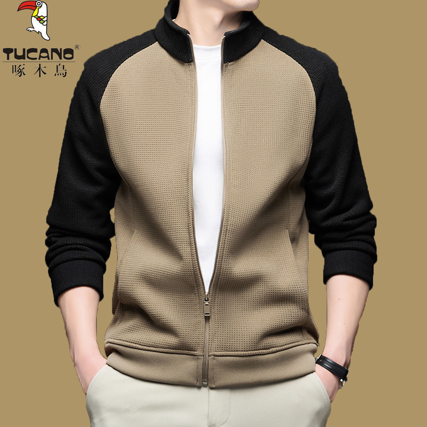 秋冬季加绒加厚针织开衫外套男款