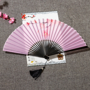 中国古风汉服折扇8寸随身男式 扇子26CM女丝绸绢布跳舞蹈古典折扇