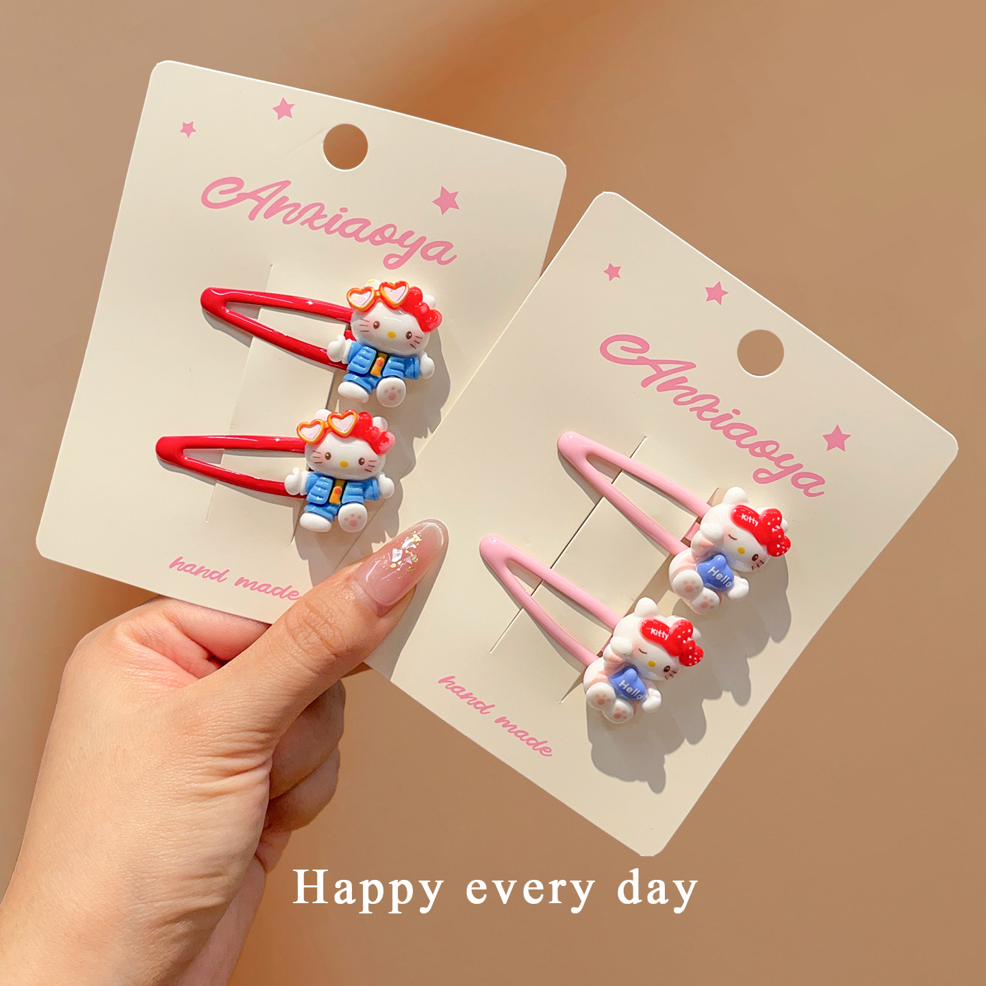 儿童发夹可爱卡通KT猫咪发卡女童宝宝侧边夹子头饰不伤发BB夹发饰