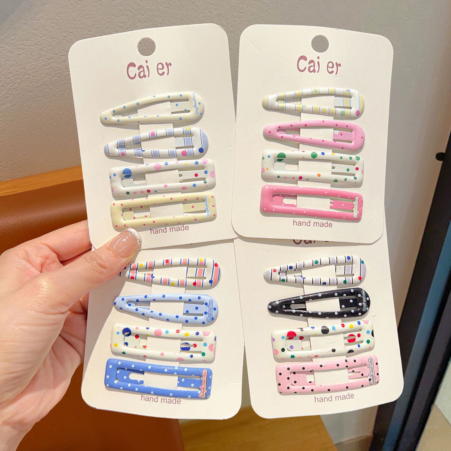 儿童漂亮发夹女彩色斑点水滴方形小女孩精致发卡头饰可爱夹子头饰