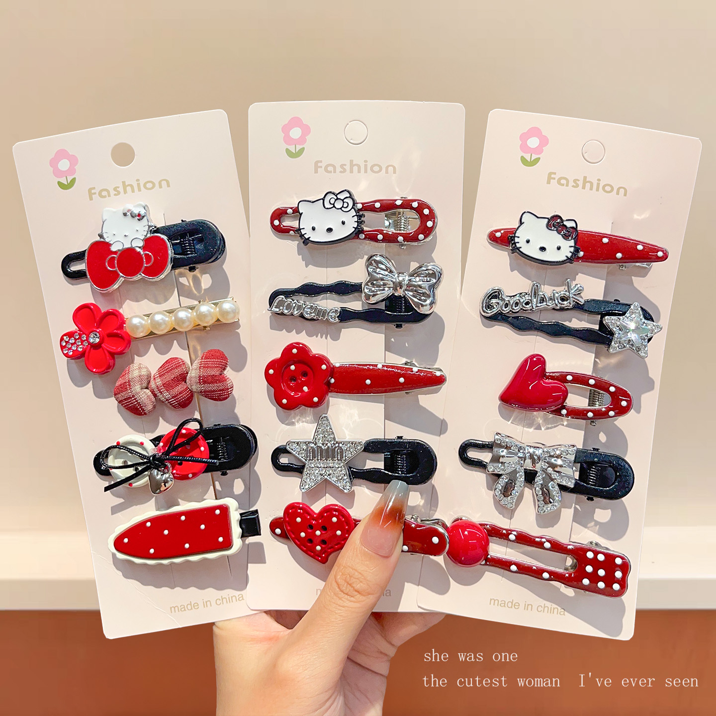 儿童发夹可爱KT猫蝴蝶结发卡女童宝宝侧边刘海碎发夹子不伤发发饰