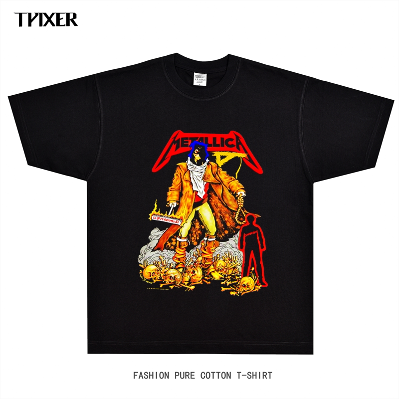 metallica金属乐队t恤摇滚美式复古高街地球人宽松款vintage短袖