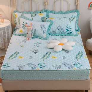 新款直销纯棉加棉床笠全棉印花加厚防尘夹棉枕套1.2m1.5米1.8席梦