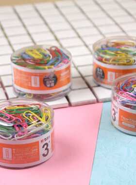 新款直销品牌文具彩色回形针ABS91698办公用品彩色曲别针筒装160