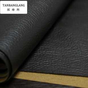 新款直销现货拉毛底PU大荔枝纹皮革面料床头软包装饰革坐垫沙发人