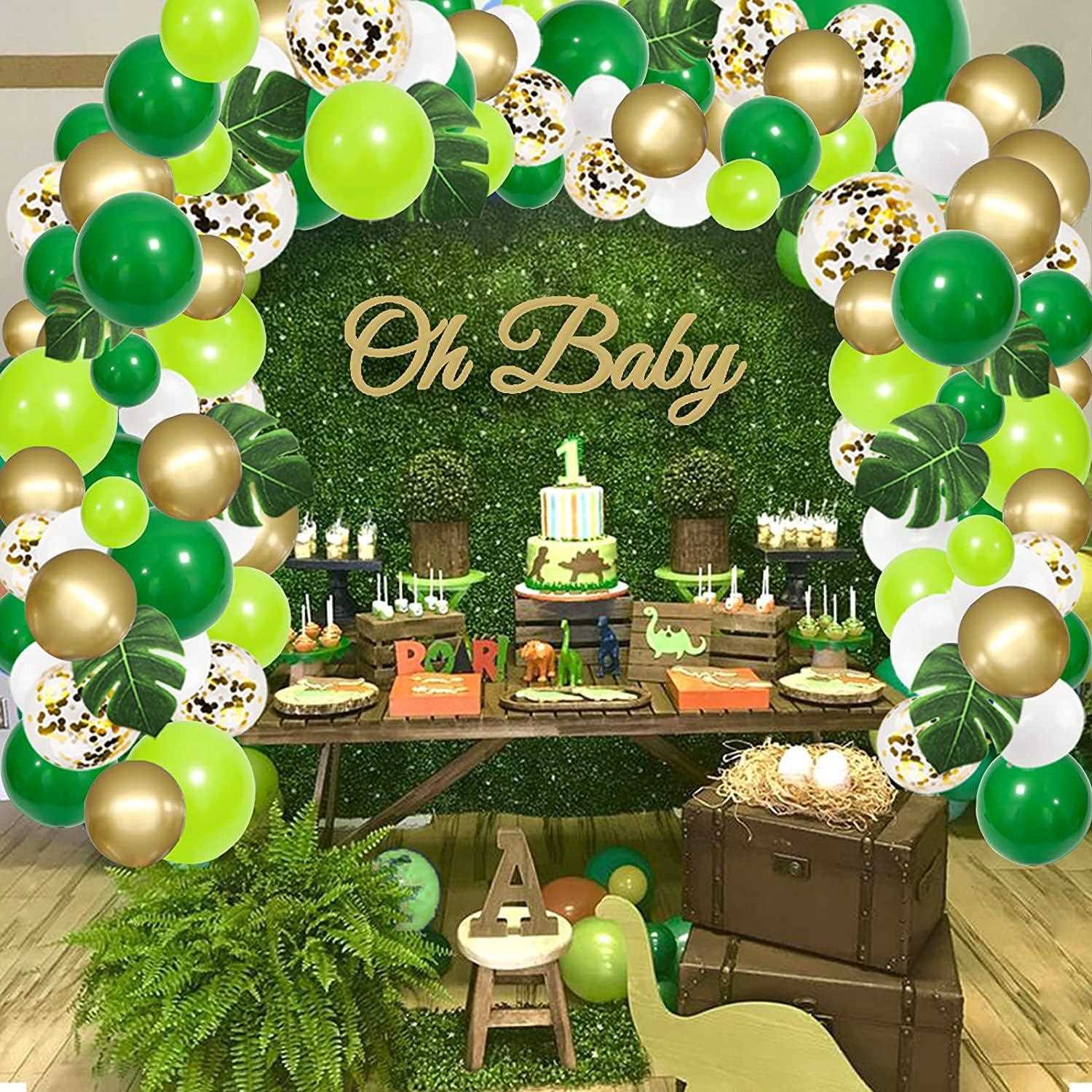 新款直销亚马逊热销丛林派对绿色气球拱门套装 生日派对动物主题