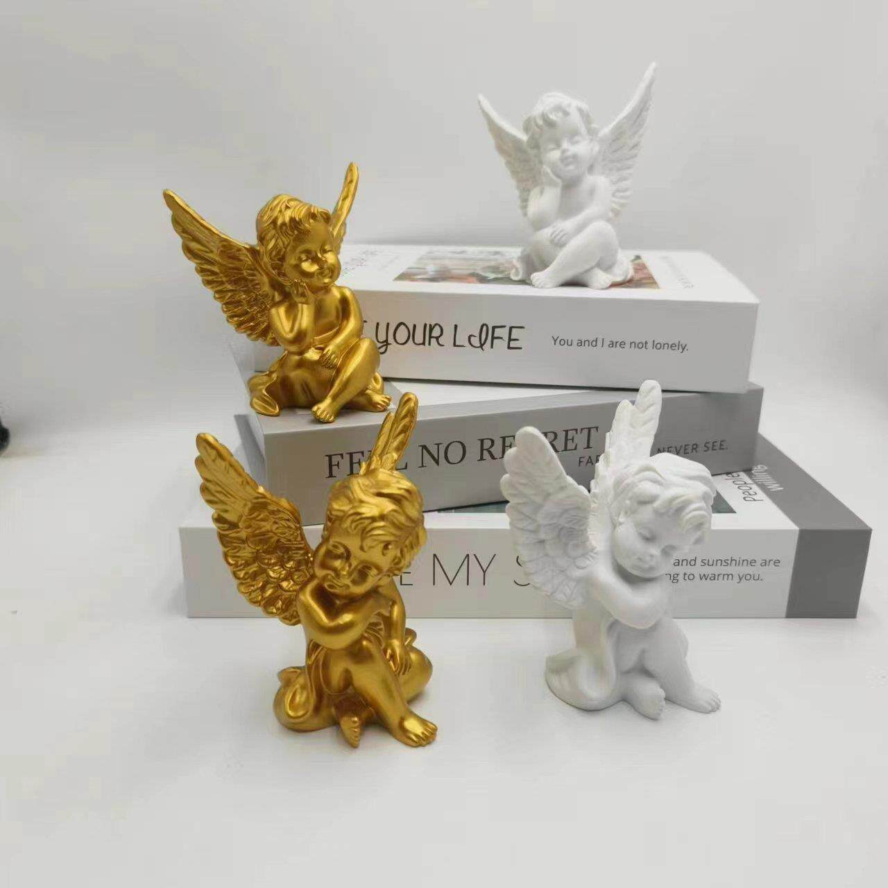 新款直销创意家居简约树脂工艺品可爱小天使摆件法式婚礼桌面装饰