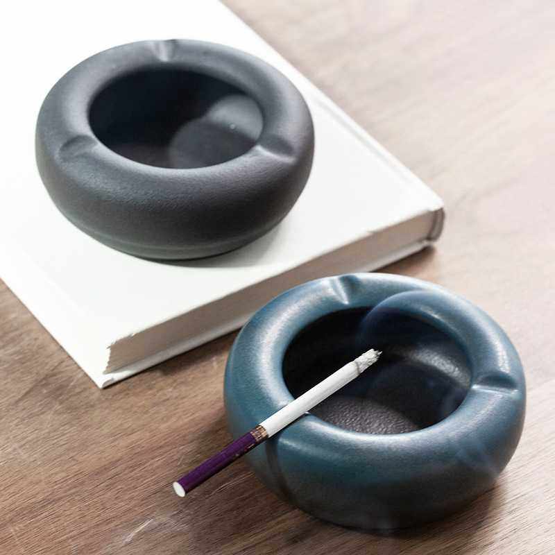 新款直销黑陶窑变烟灰缸ins风日式轻奢家用客厅创意复古办公室防