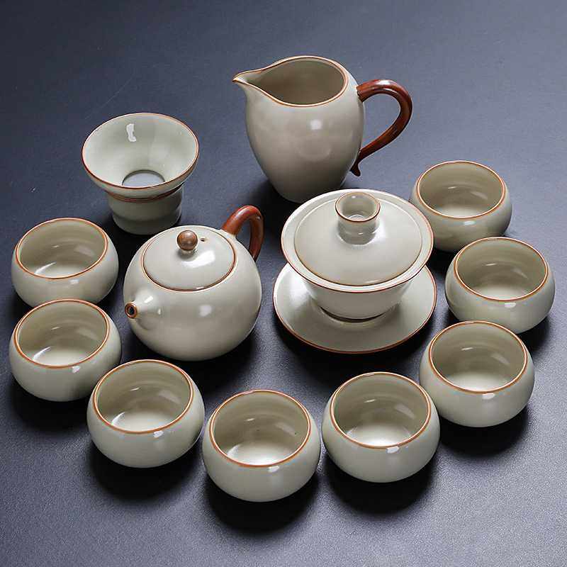 新款直销高档黄汝窑开片功夫懒人自动旋转一体陶瓷茶具套装家用客,餐饮具,整套茶具,淘宝优惠券,粉丝福利购,淘宝优惠卷