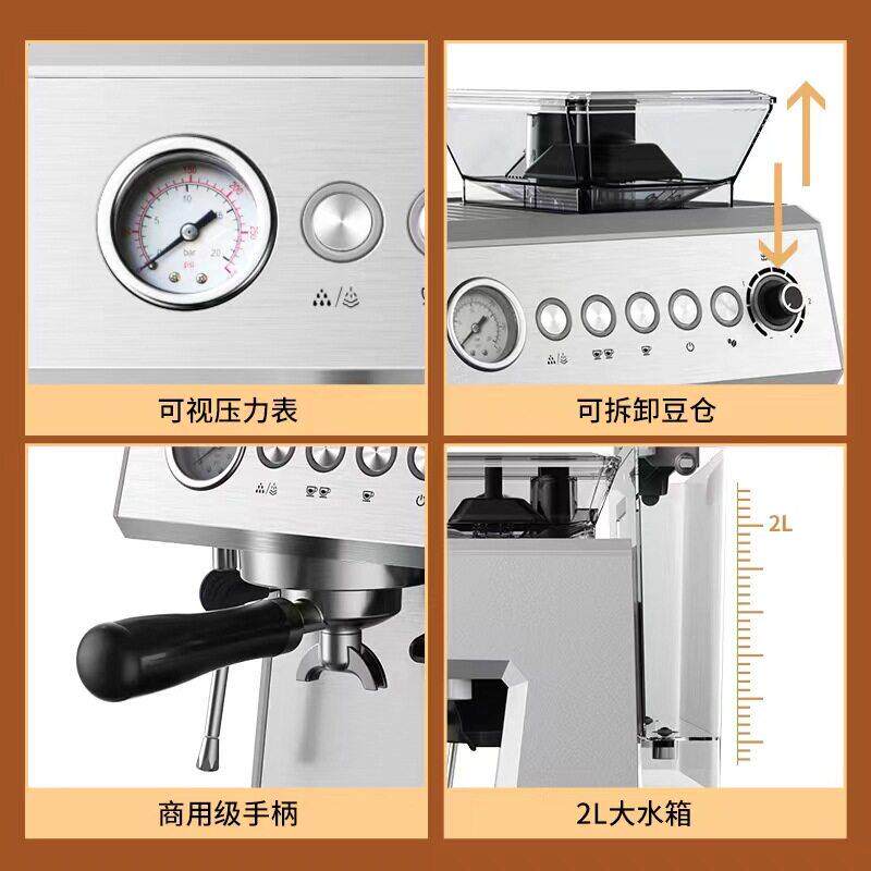 新款直销跨境货源意式咖啡机全自动家用现磨浓缩研磨一体机商用蒸