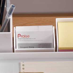 新款直销商务办公桌面摆设件便条卡名片座盒车载前台塑料收纳立牌