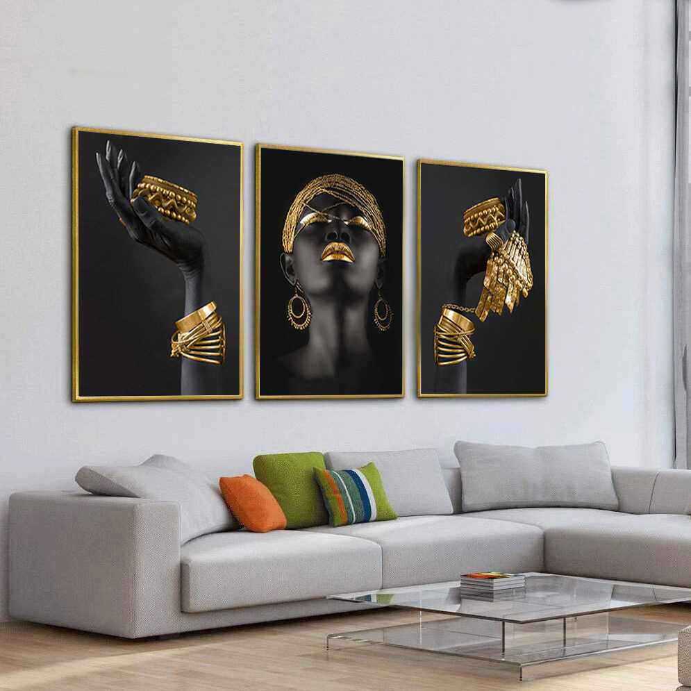 新款直销非洲黑色女人艺术人物海报挂画带框架客厅玄关书房客厅装