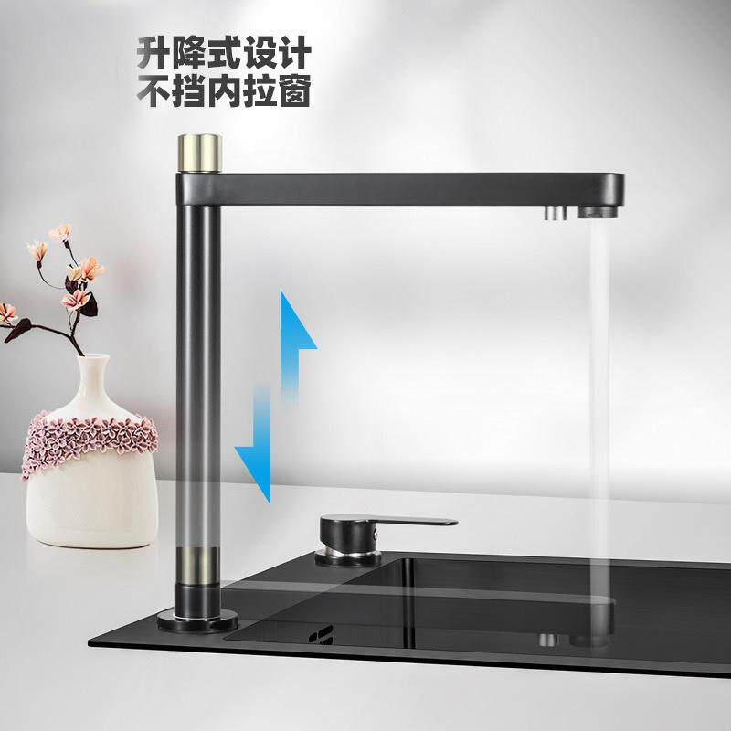 新款直销厨房洗菜盆龙头不锈钢三合一升降式水龙头洗碗池冷热多功