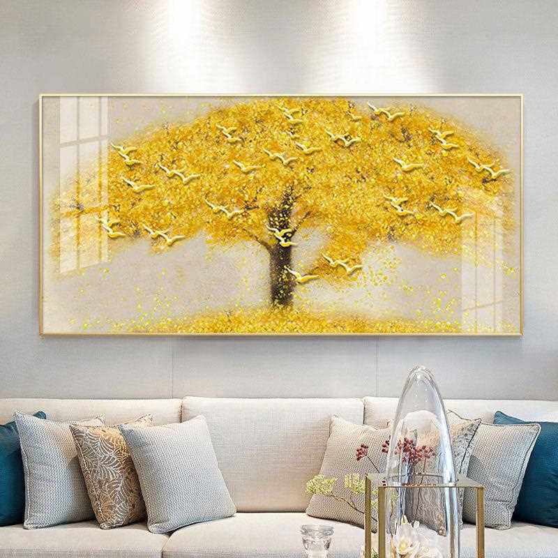 新款直销客厅装饰画沙发背景墙一整幅卧室墙上挂画大厅黄金摇钱发